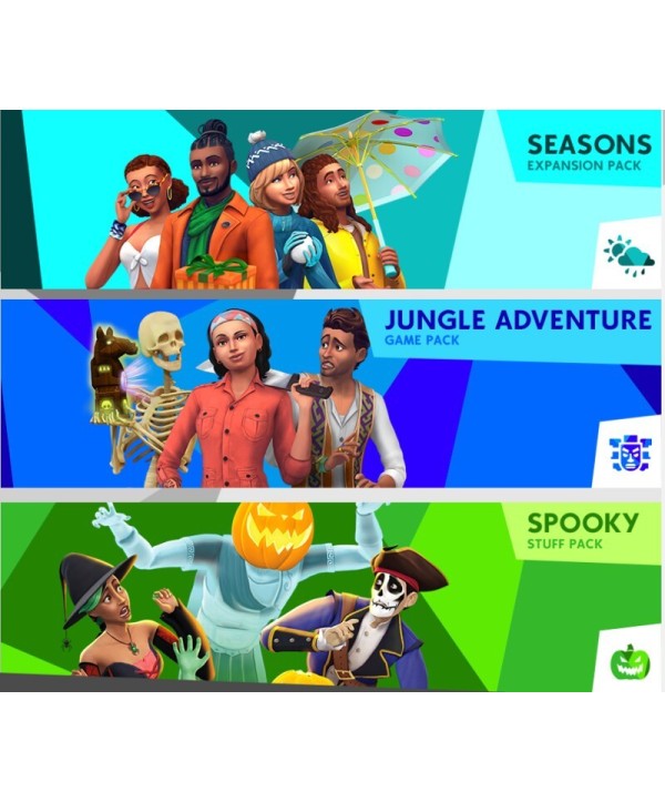 The Sims 4 Bundle - Seasons + Jungle Adventure + Spooky Stuff DLC XBOX One / Xbox Series X|S Xbox One Key EUROPE